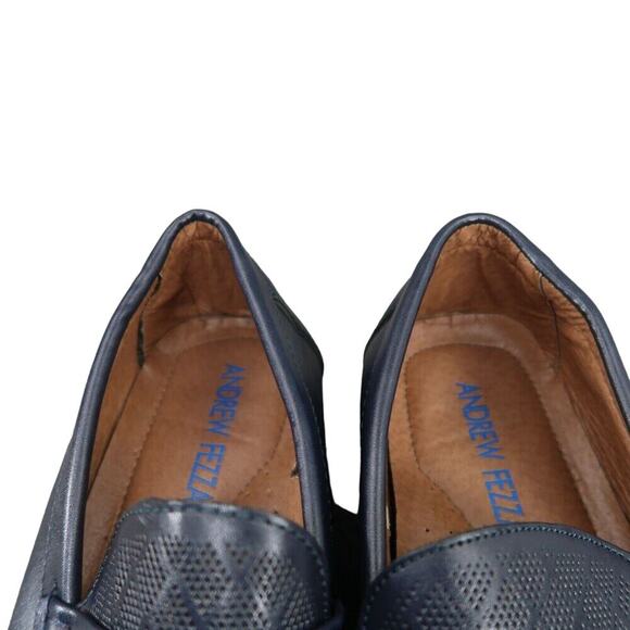 Andrew Fezza Shoes Mens 9.5 Loafer Moccasin Slip On Casual Navy Classic Fashion